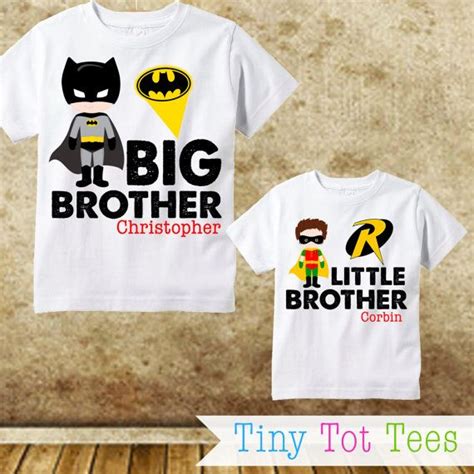 batman and robin sibling shirt set personalized with big and little brother name sibling