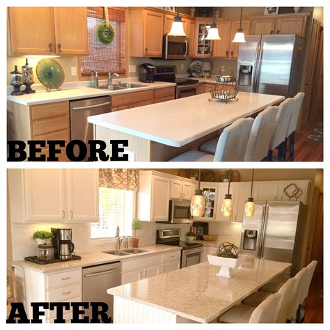 Before And After Formica Countertops To Chakra Beige Quartz With