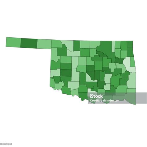 Mappa Dello Stato Delloklahoma Con Le Contee Immagini Vettoriali