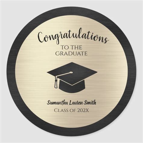 Congratulations To The Graduate Sticker With A Gold And Black