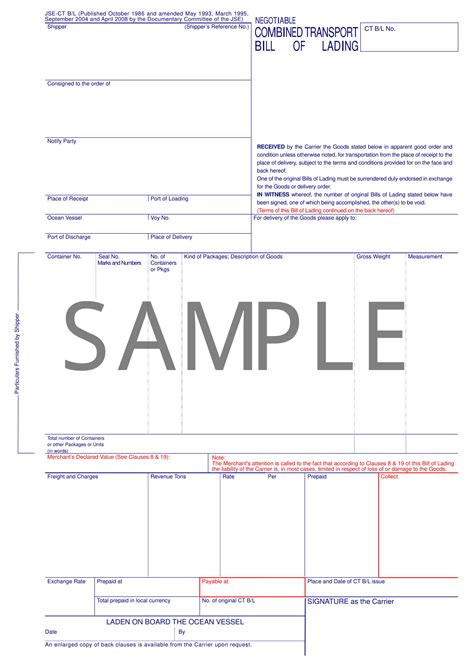 Bill Of Lading Form 19 Examples Format Pdf Examples