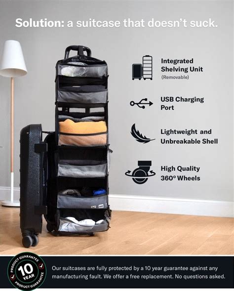 Carry On Closet 20 Solgaard Suitcase With Shelf And Usb By Solgaard