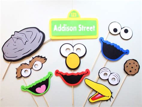 Pc Sesame Street Inspired Photo Booth Props Photobooth Props Big