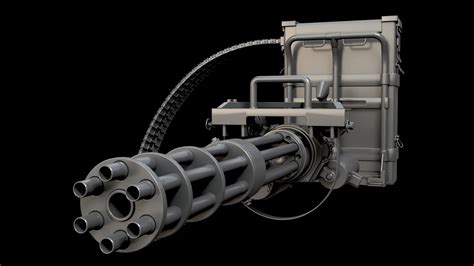 M134 Mini Gun 3d Model 3d Print Obj Stl Zbrush File Bullet Belt