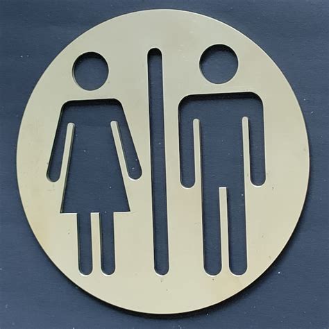 Bathroom Signage Brass Etsy