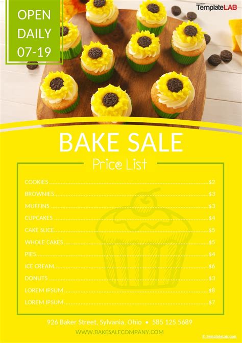Bakery Wholesale Price List Template