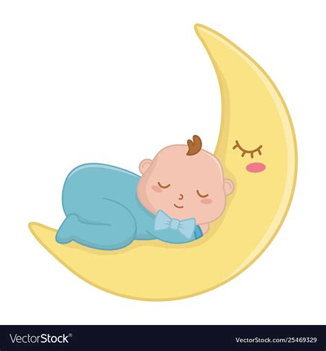 Baby Sleeping On Moon Royalty Free Vector Image