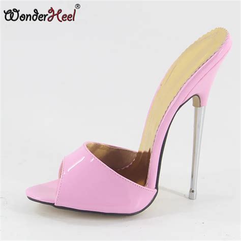 Wonderheel Super High Heel Appr 16cm Stiletto Heel Pink Patent Sexy High Heel Sandals Slip On