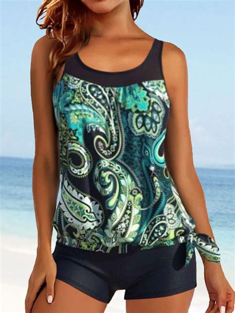 Womens Swimwear Tankini 2 Piece Normal Swimsuit 2 Piece Modest