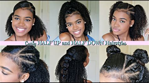 Half Up Half Down Hairstyles For Natural And Curly Hair Youtube