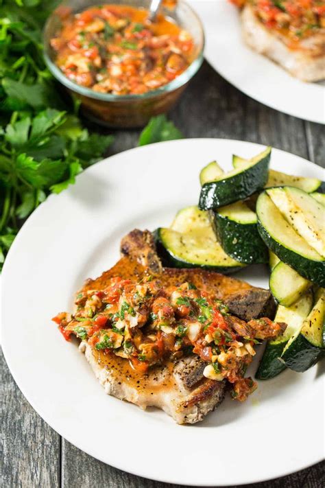 But these recipes dial up the flavor, all while sticking to a ketogenic lifestyle. Pork Chops with Chunky Roasted Red Pepper Sauce, easy and healthy dinner that is paleo, gluten ...