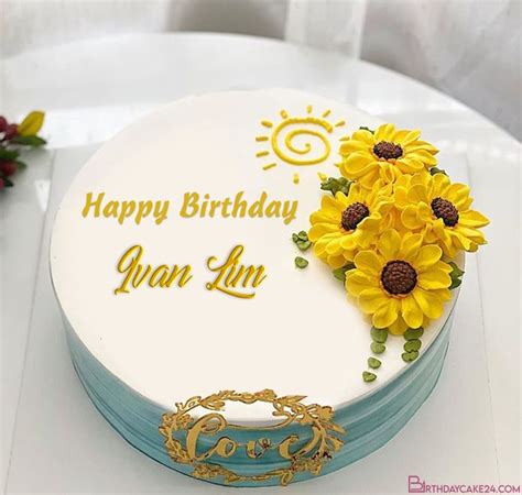 Yellow Flower Happy Birthday With Name Edit Happy Birthday Cake