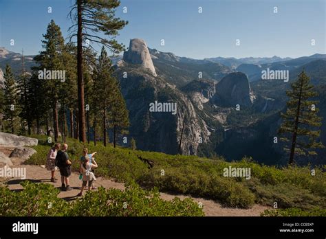 Hikers Along The Panoramic Trail Off Glacial Point Yosemite National