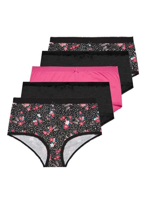 high waist slips in rosa und schwarz mit blumenmuster 5er set yours clothing