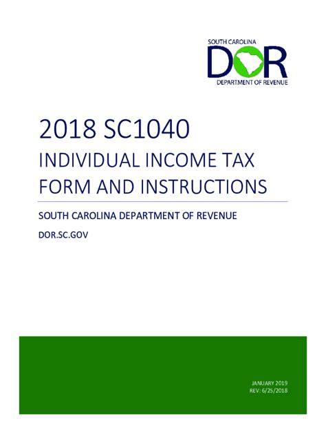 South Carolina Income Tax Instructions 2018 2024 Form Fill Out And