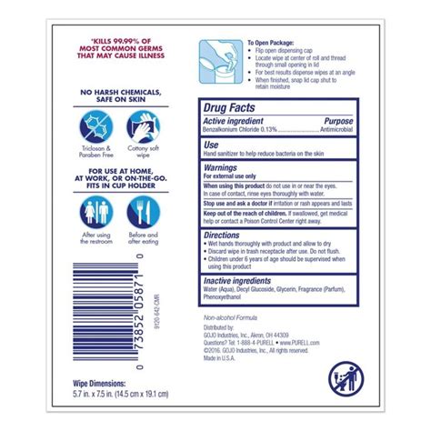 Purell 6 Pack Non Woven Fiber Body Wet Wipe At