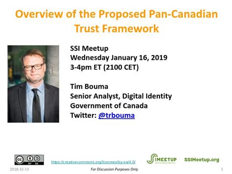 Overview Of The Proposed Pan Canadian Trust Framework For Ssi