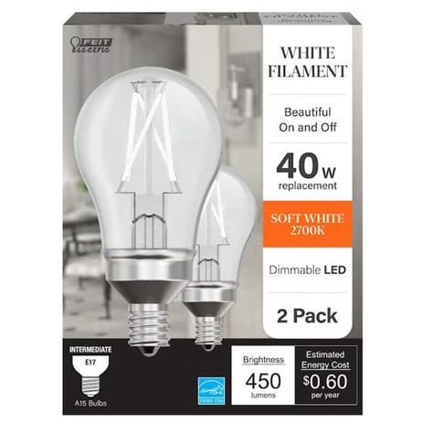Feit Electric 40 Watt Equivalent A15 Dim White Filament Cec Clear