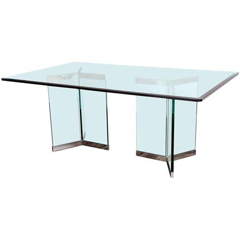 Leon Rosen Pace Collection Rectangular Polished Chrome And Glass