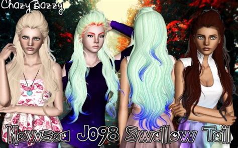 Newsea`s J098 Swallow Tail Hairstyle Retextured By Chazy Bazzy Sims 3