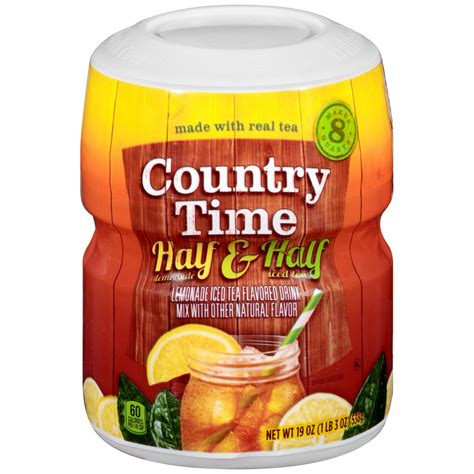 Country Time Half And Half Lemonade Iced Tea Naturally Flavored Powdered