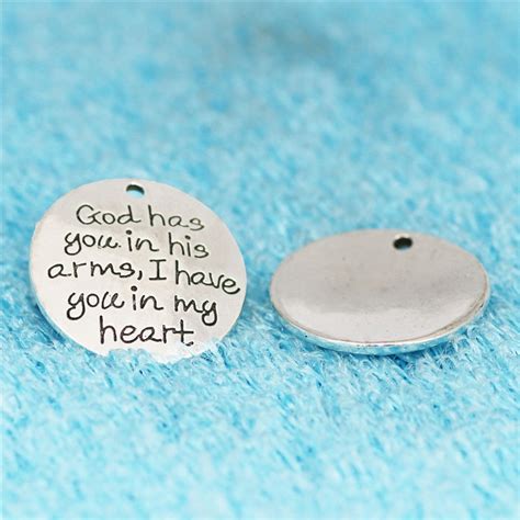 10pcs 25mm God Has You In His Arms I Have You In My Heart Silver