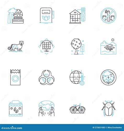 Protect The Planet Linear Icons Set Sustainability Conservation