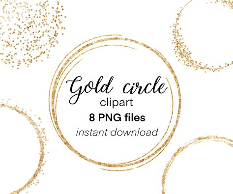 Gold Foil Glitter Circle Logo Clipart Logo Template Design Etsy