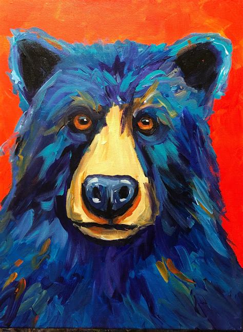 Bear Painting Abstract Bear Art Colorful Contemporary Bear Etsy