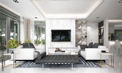 Modern Luxury Living Room Interior Design Stock Illustration Adobe Stock