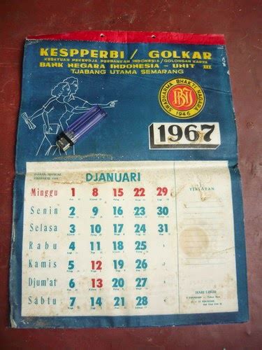 Kalender Th 1967 Golkar Kesatuan Pekerdja