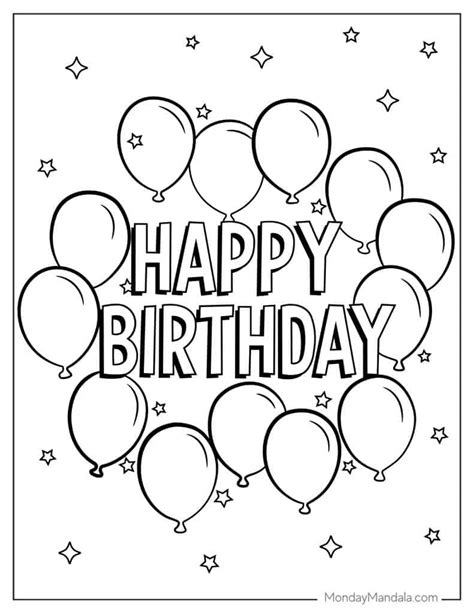 Happy Birthday Balloon Coloring Page