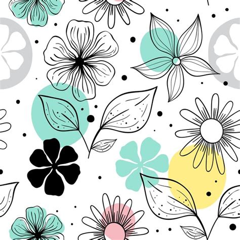 Premium Vector Vector Seamless Pattern With Flowers Scandinavian