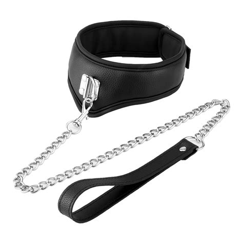 Supply Black Leather Bdsm Slave Bondage Collar With Chain Wholesale Factory Deqi Intelligence