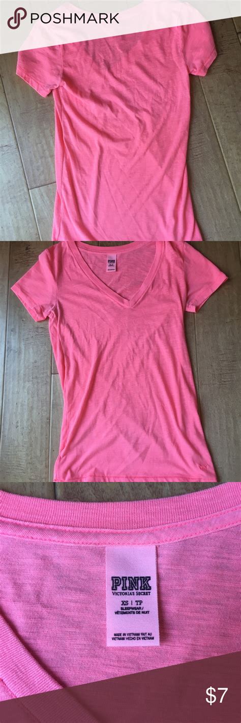 Pink V Neck T Shirt V Neck T Shirt Clothes Design Victoria Secret Tops