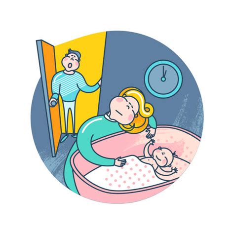 Baby Sleeping In Crib At Night Illustrations Royalty Free Vector