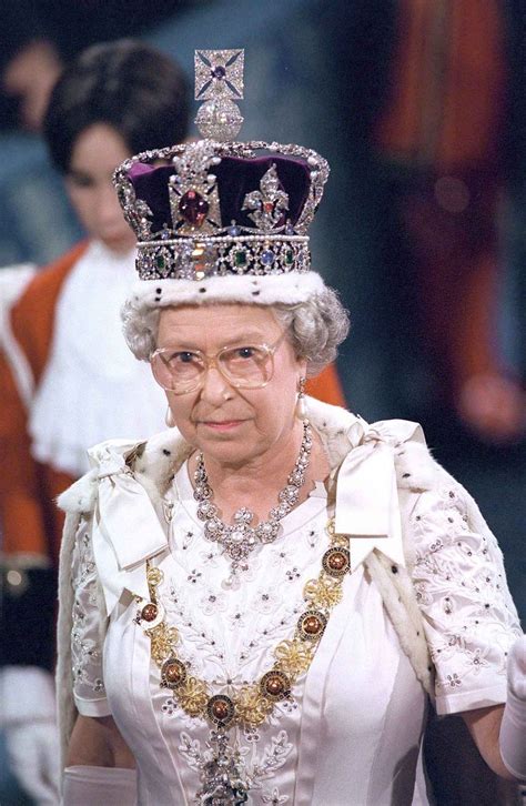 The Queen Wearing The Imperial State Crown At The Opening Of Parliament In London Queen