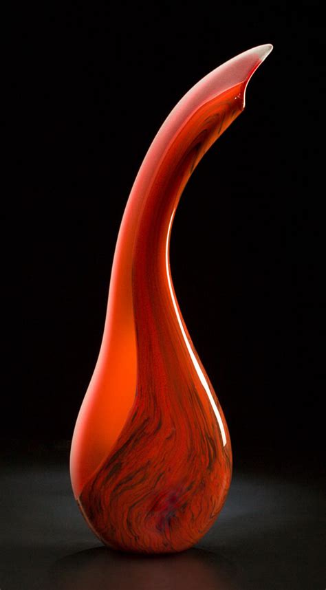 Salinas Shown In The Red Color Hand Blown Glass Sculpture