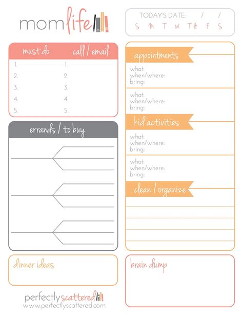 Free Printable Daily Planner For Moms Free Printables Daily Planner