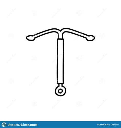 intrauterine device iud contraception doodle icon vector color line illustration stock vector