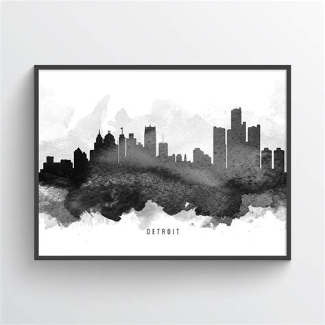 Detroit Michigan Skyline, Detroit Cityscape, Detroit Print, Detroit Art, Detroit Decor - Poster 