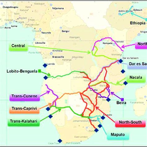 Southern Africa Transport Corridors And Major Ports Source