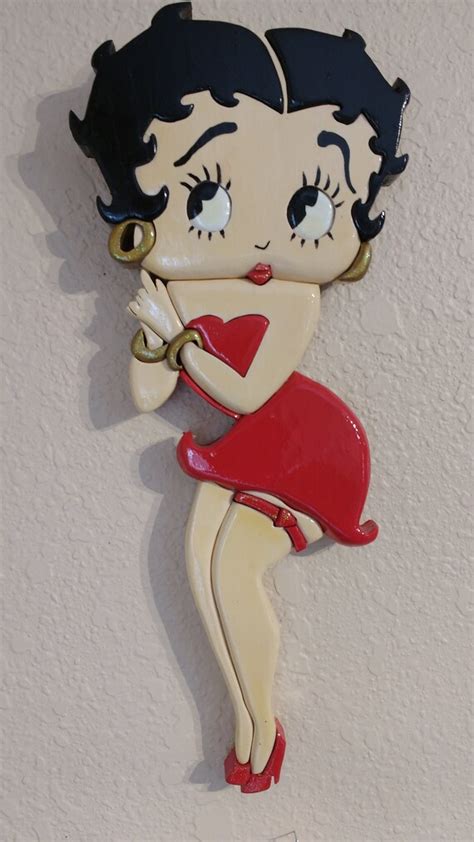 Betty Boop Standing Wall Hanging Intarsia Wood Art Black Or Etsy