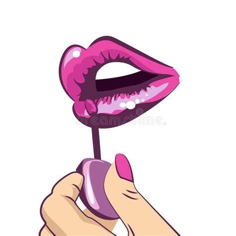 Makeup Fashion Illustration With Lips And Lipstick Stock Fashion