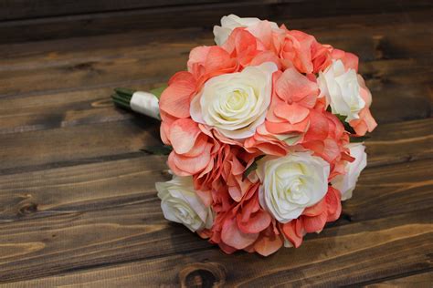 Coral And Ivory Bridal Bouquet Coral And Ivory Coral Ivory Cream