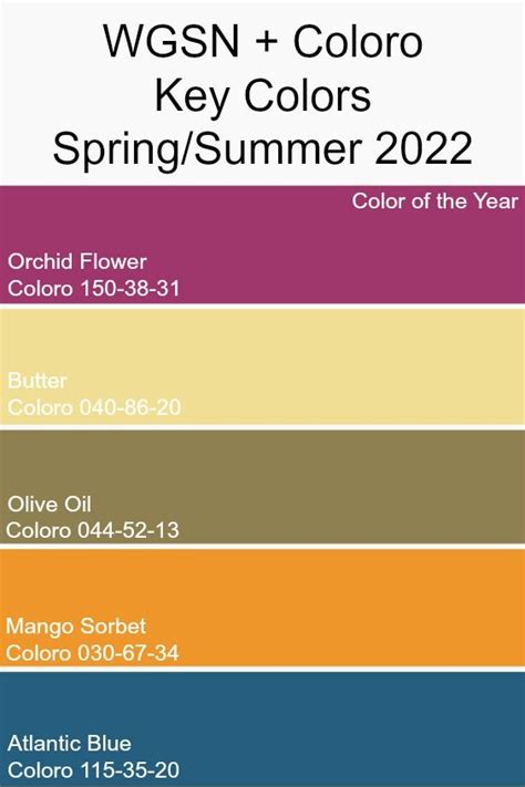 Wgsn Key Colors Ss 2022 Trends Color Wgsn Coloro Summer Color