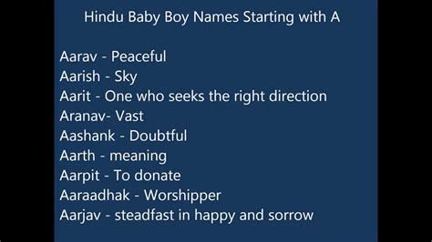 Indian Hindu Baby Boy Names A Youtube