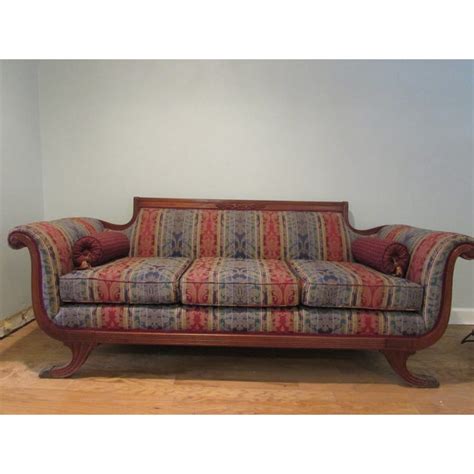 Sofa comes with (2) square self accent pillows. Antique Duncan Phyfe Style Sofa | Chairish