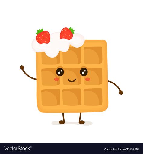 Cute Smiling Funny Viennese Waffle Royalty Free Vector Image