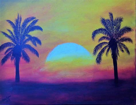 Palm Tree Sunset Painting By Staci Lyons